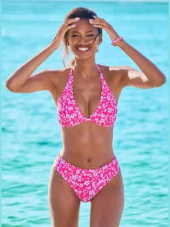 Bas de maillot de bain à fleurs avec coupe classique en microfibre douce