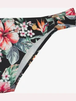 Bas de maillot de bain floral à anneaux brillants et en polyamide recyclé