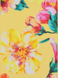 Bas de maillot de bain floral en microfibre douce avec découpe taille haute