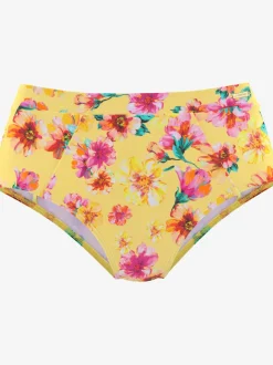 Bas de maillot de bain floral en microfibre douce avec découpe taille haute