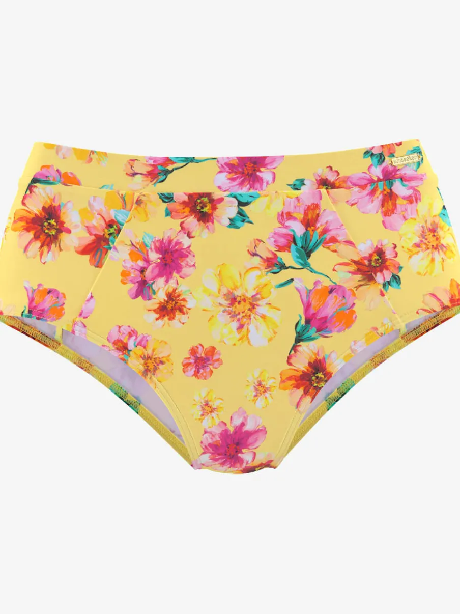 Bas de maillot de bain floral en microfibre douce avec découpe taille haute