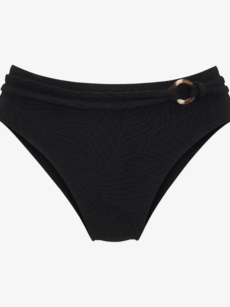 Bas de maillot de bain haute avec ceinture et anneau décoratif