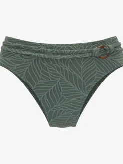 Bas de maillot de bain haute avec ceinture et anneau décoratif