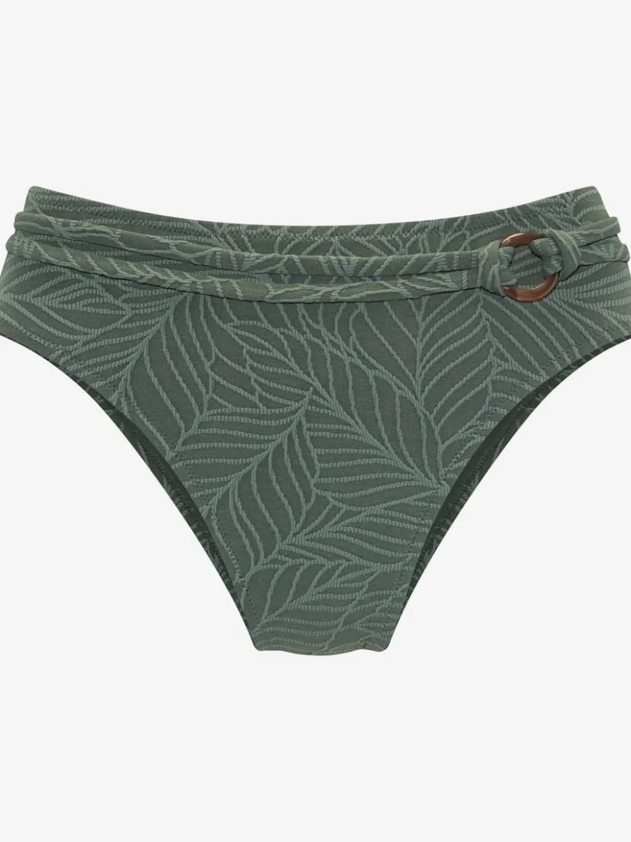 Bas de maillot de bain haute avec ceinture et anneau décoratif