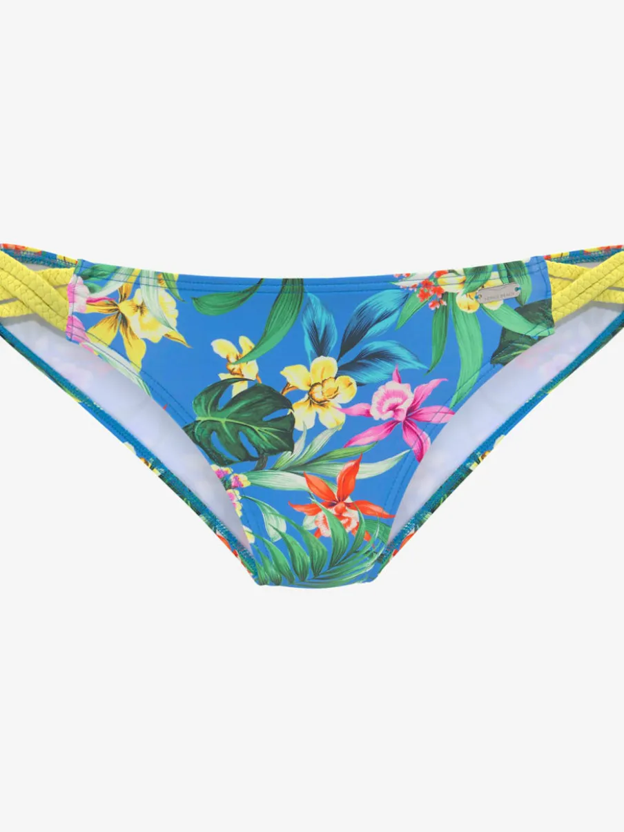 Bas de maillot de bain imprimé avec rubans tressés sur les côtés