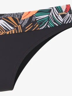Bas de maillot de bain imprimé feuilles tendance avec détails contrastés