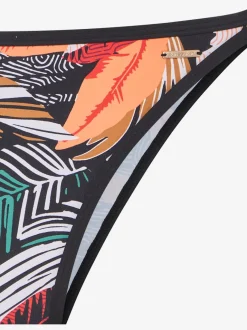 Bas de maillot de bain imprimé feuilles tendance avec détails contrastés