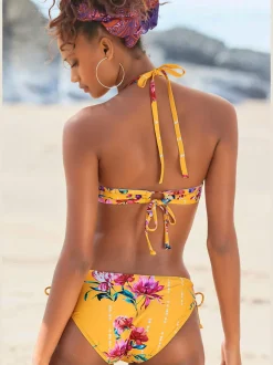 Bas de maillot de bain à imprimé floral avec liens nouables sur les côtés