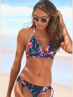 Bas de maillot de bain à imprimé floral avec liens nouables sur les côtés