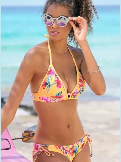 Bas de maillot de bain à imprimé floral avec liens nouables sur les côtés