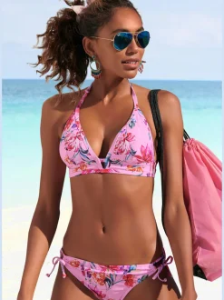 Bas de maillot de bain à imprimé floral avec liens nouables sur les côtés