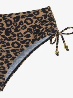 Bas de maillot de bain à imprimé léopard avec coupe haute et réglable sur les côtés