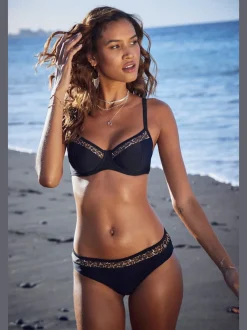 Bas de maillot de bain à imprimé léopard et taille haute