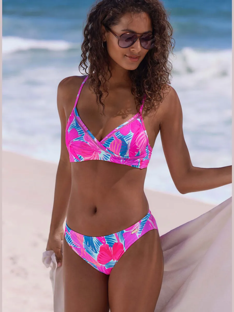 Bas de maillot de bain à imprimé papillons en microfibre douce