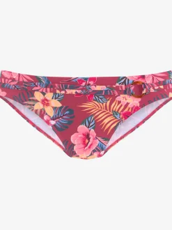 Bas de maillot de bain à imprimé tropical et ceinture décorative