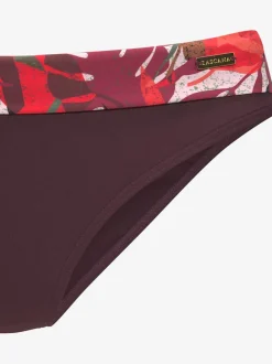 Bas de maillot de bain à imprimé tropical avec ceinture à revers en polyamide recyclé