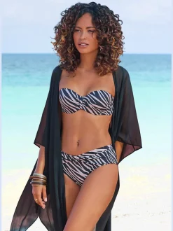 Bas de maillot de bain à imprimé zébré avec ceinture à revers
