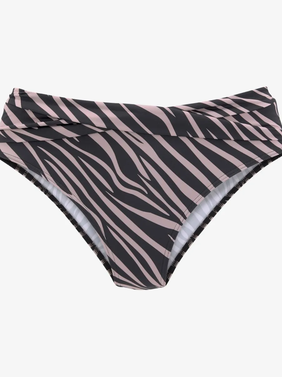 Bas de maillot de bain à imprimé zébré avec ceinture à revers