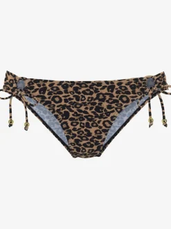Bas de maillot de bain à motif léopard avec nouage sur le côté