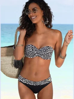 Bas de maillot de bain à motif ondulé en microfibre douce