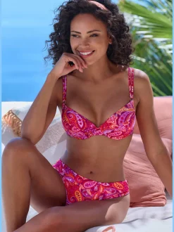 Bas de maillot de bain à motif paisley avec ceinture à revers