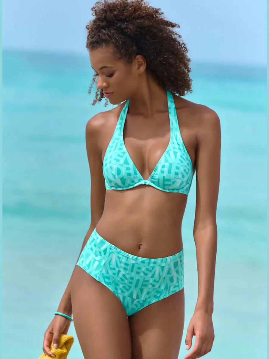 Bas de maillot de bain à motifs et coupe taille haute