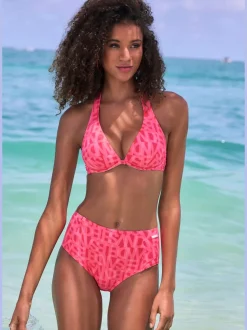 Bas de maillot de bain à motifs et coupe taille haute