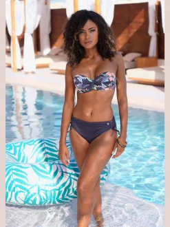 Bas de maillot de bain à motifs floraux avec liens à nouer
