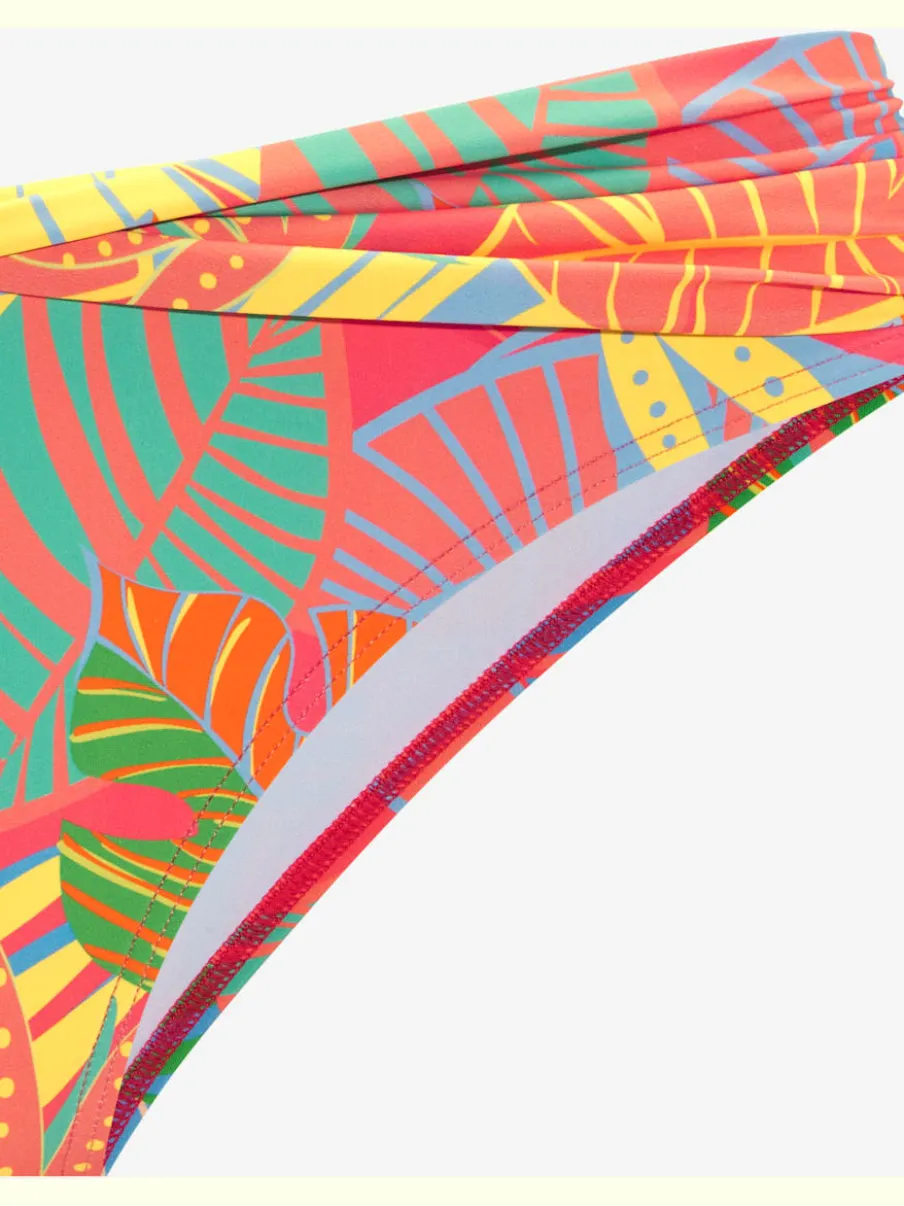 Bas de maillot de bain à motifs feuilles avec ceinture croisée
