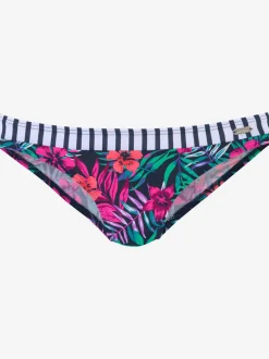 Bas de maillot de bain à motifs floraux et rayés avec taille classique
