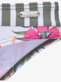 Bas de maillot de bain à motifs floraux et rayés avec taille classique