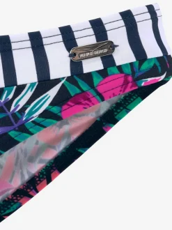Bas de maillot de bain à motifs floraux et rayés avec taille classique