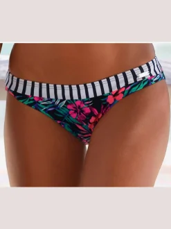 Bas de maillot de bain à motifs floraux et rayés avec taille classique