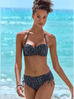 Bas de maillot de bain à motifs réglable et taille haute