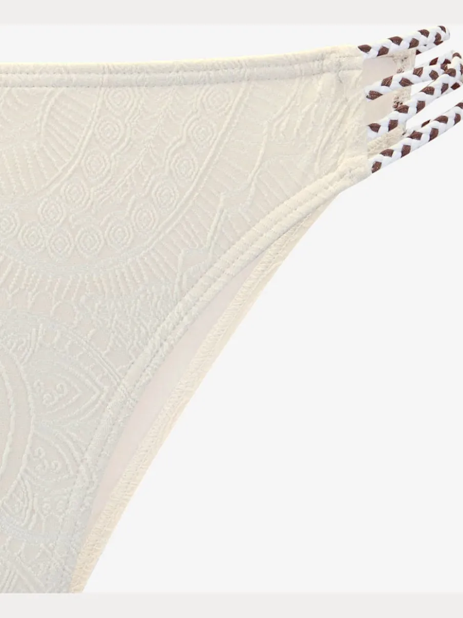Bas de maillot de bain à motif structuré et détails tressés