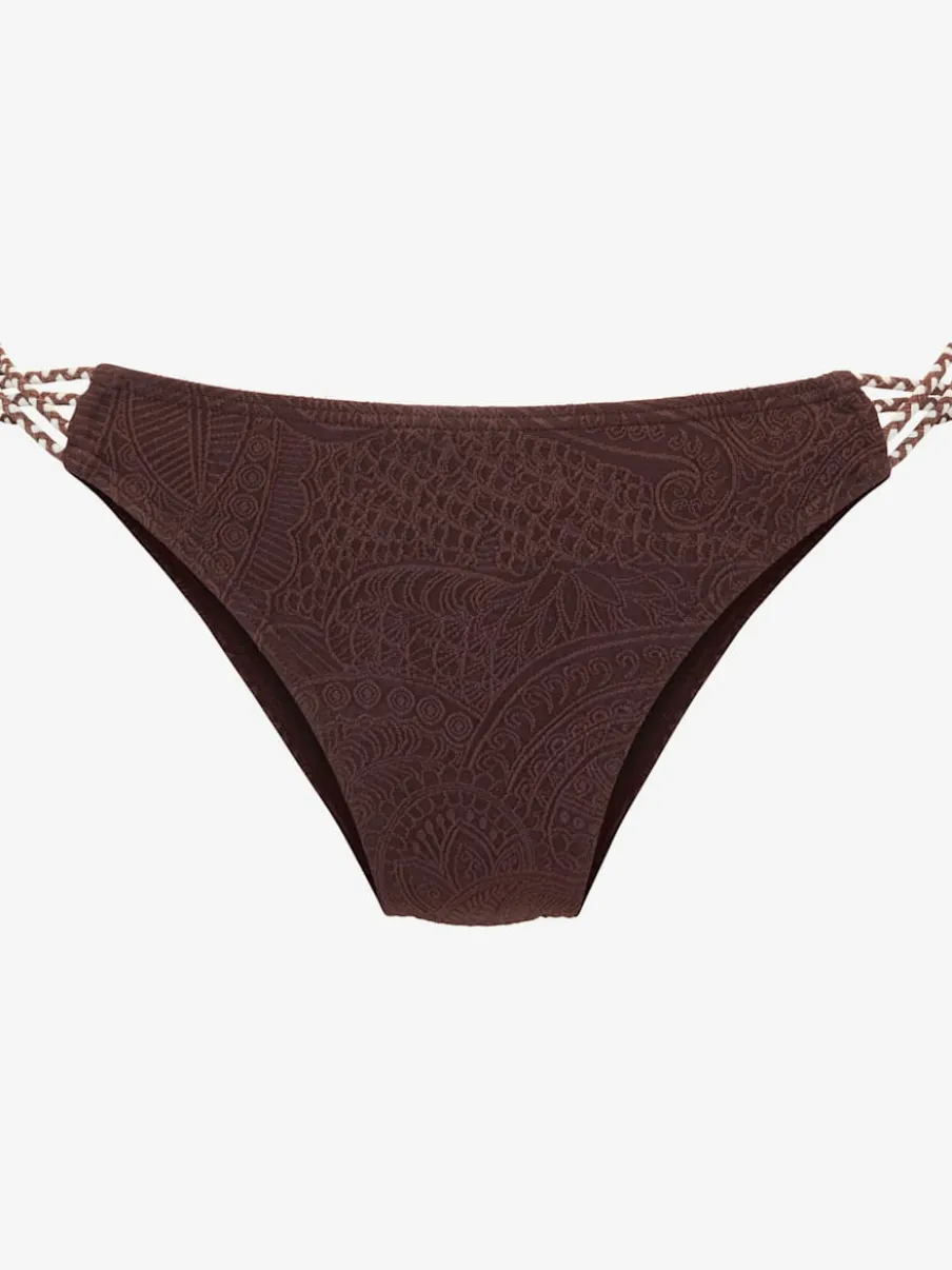 Bas de maillot de bain à motif structuré et détails tressés