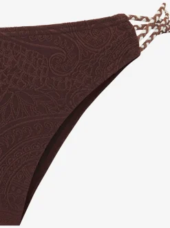 Bas de maillot de bain à motif structuré et détails tressés