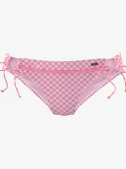 Bas de maillot de bain à nouer avec motifs vichy et bordures décoratives