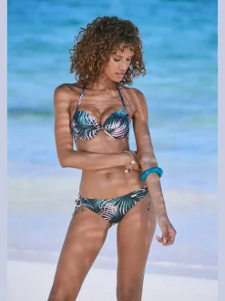 Bas de maillot de bain à nouer sur le côté en polyamide recyclé avec imprimé tropical