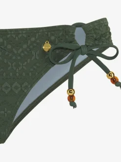 Bas de maillot de bain à nouer sur les côtés en matière structurée