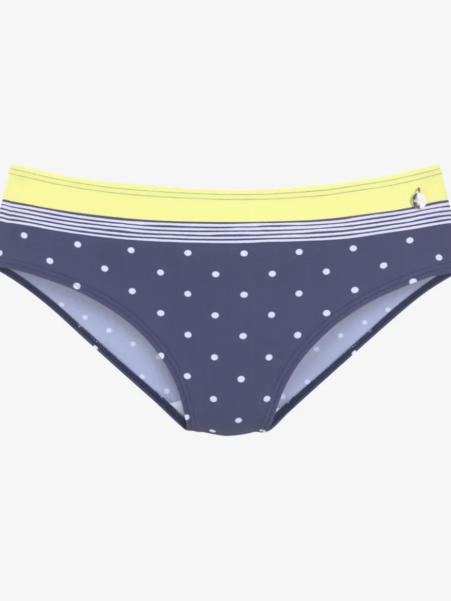 Bas de maillot de bain à pois avec coupe haute et petit emblème