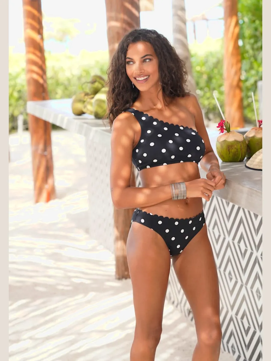 Bas de maillot de bain à pois avec bordure cocotte et coupe étroite