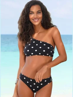 Bas de maillot de bain à pois avec bordure cocotte et coupe étroite