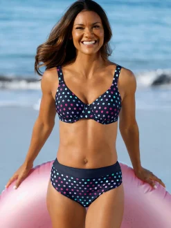 Bas de maillot de bain à pois et ceinture avec bordure