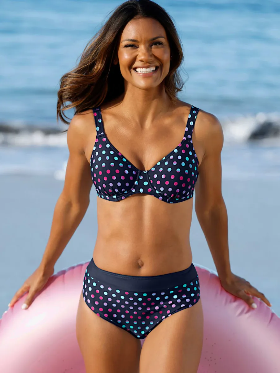 Bas de maillot de bain à pois et ceinture avec bordure