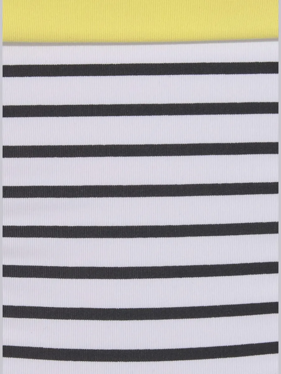 Bas de maillot de bain rayé avec ceinture contrastée en microfibre recyclée