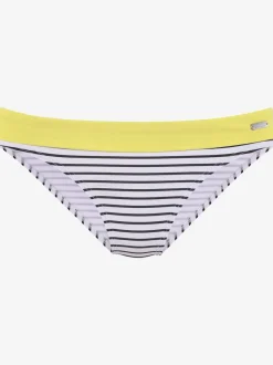Bas de maillot de bain rayé avec ceinture contrastée en microfibre recyclée