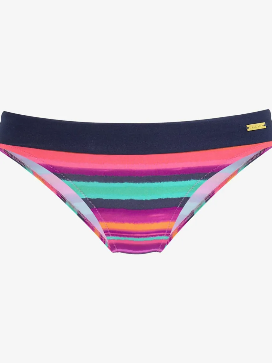 Bas de maillot de bain à rayures avec ceinture à revers