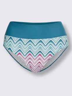Bas de maillot de bain à rayures géométriques et taille haute avec un soutien à bretelles