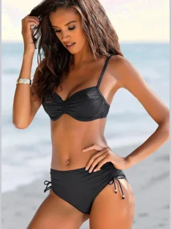 Bas de maillot de bain à resserrer sur les côtés en microfibre douce